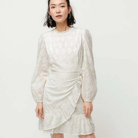 J. Crew Dresses & Skirts - J. Crew Ivory Puff-Sleeve Wrap Dress